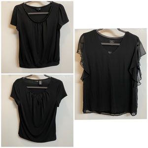 3 medium black blouses